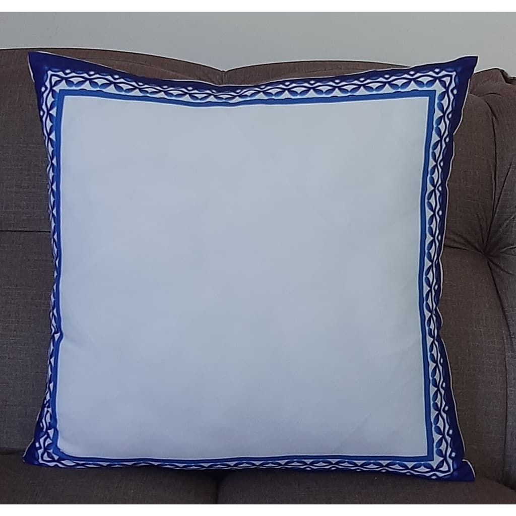 Capa de Almofada Sublimada Branca e Azul Royal 45x45