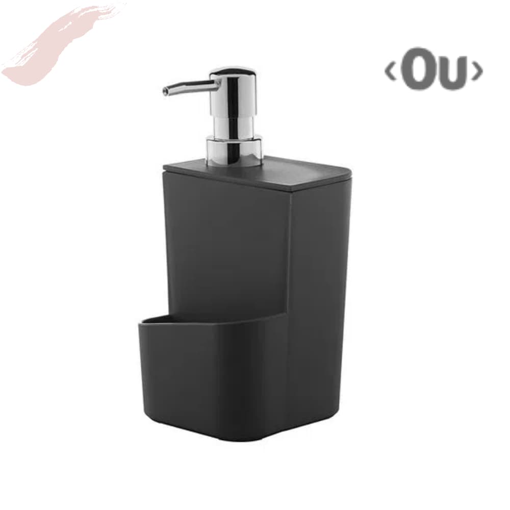 Dispenser Para Detergente e Esponja 650 ml – Preto - Porta Detergente Líquido e Bucha