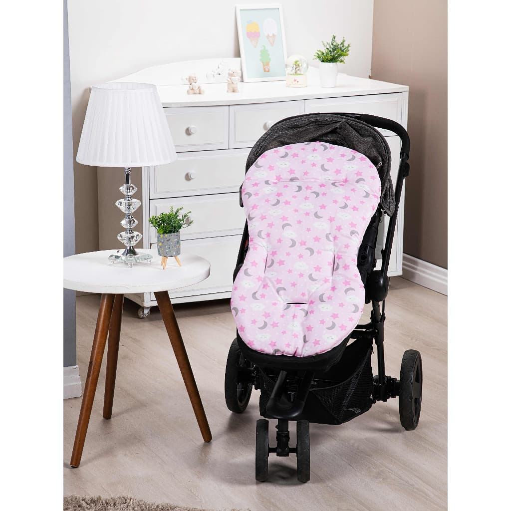 Colchonete para Carrinho de Bebe super macio Ceu Rosa