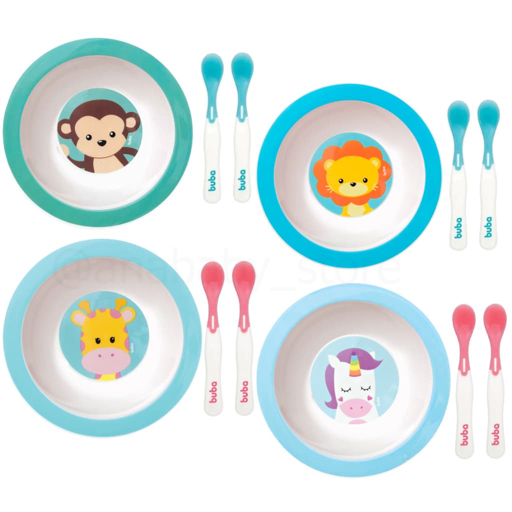 Kit Prato Fundo + 2 Colher Buba introdução alimentar Bebê Infantil