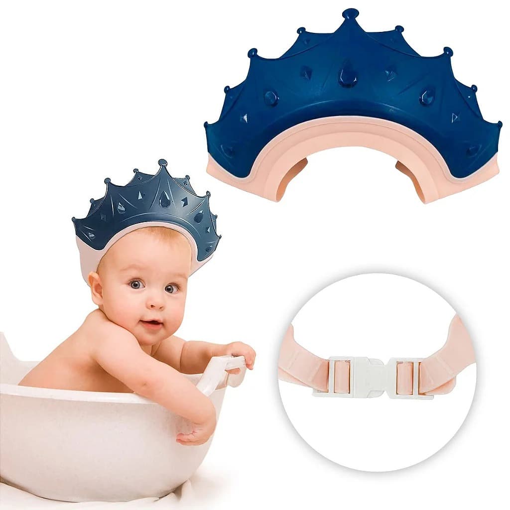 Chapéu Coroa Para Banho Bebê Viseira Protetor Para Olhos Segurança e Carinho Conforto Lançamento