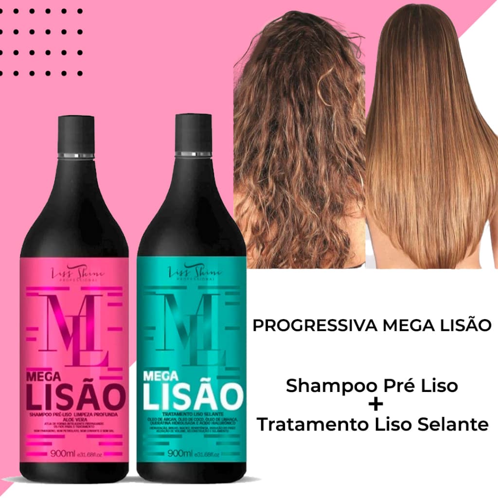 Escova Alisadora Progressiva Alisamento Definitivo Kit Mega Lisão Liss Shine