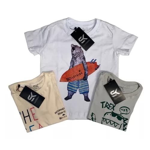 Kit 10 Camisas Camisetas Blusas Infantis 100% Algodão Tamanhos 10 12 14 16 Infanto-Juvenil