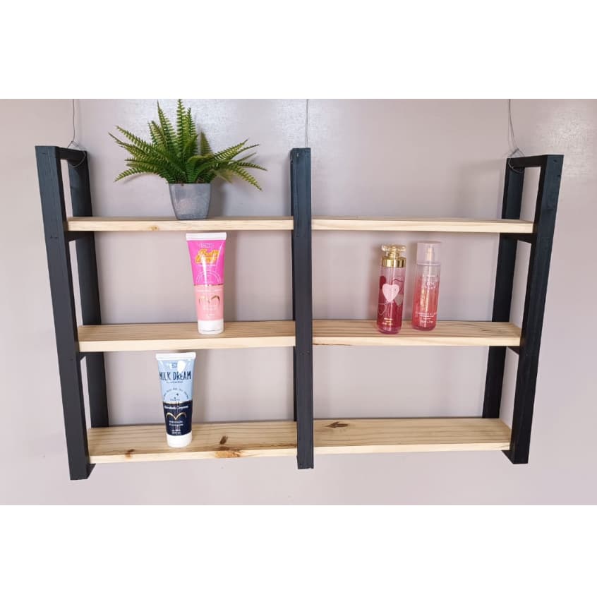 Prateleira estilo industrial 90 cm com 3 prateleiras Estante decorativa Prateleira quarto bebe