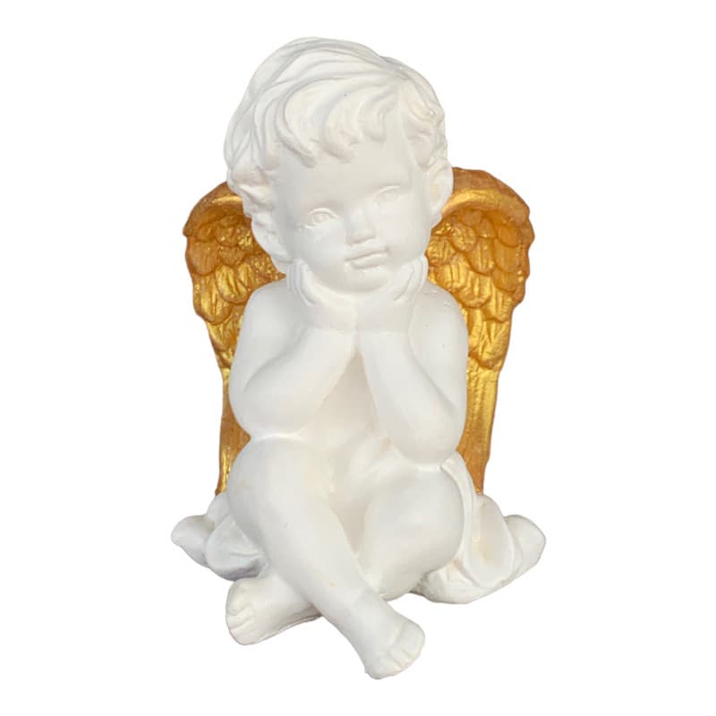 Enfeite Anjo Decorativo Branco Dourado Batismo Nascimento