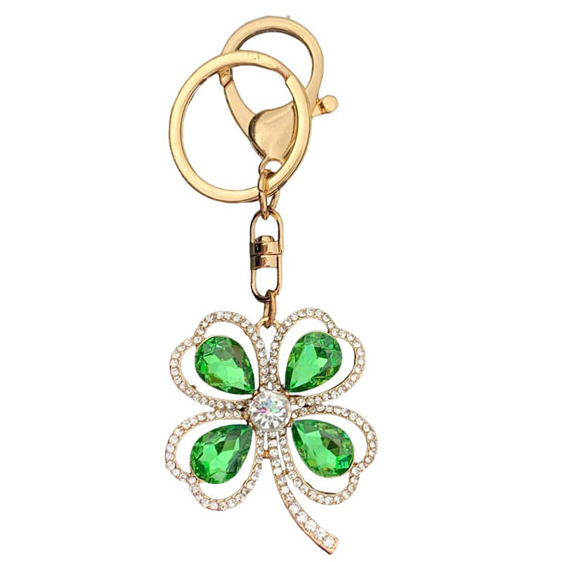 Chaveiro Trevo Da Sorte Trevo De 4 Folhas Metal Com Strass