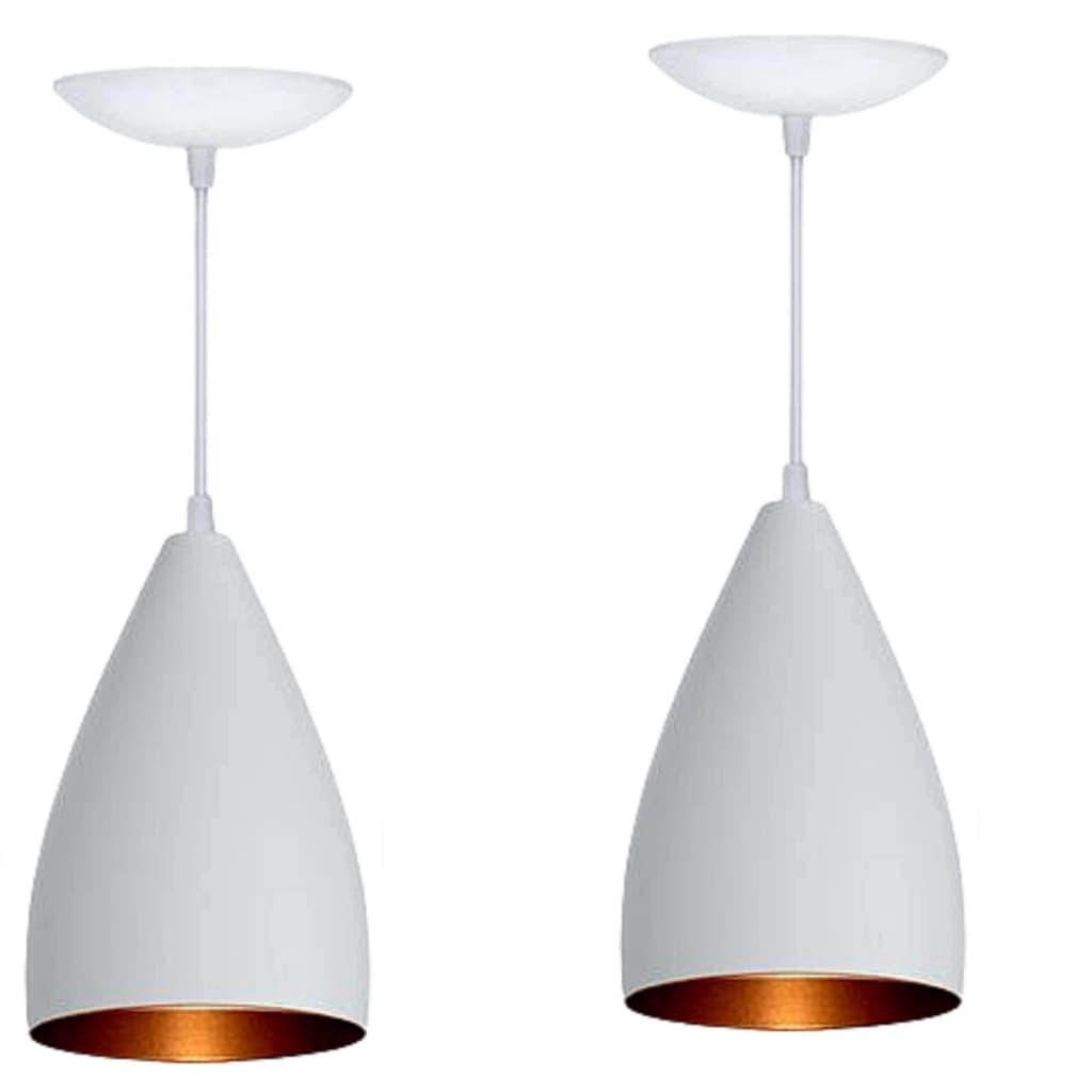 Kit 2 Lustres Vegas Luminaria Branco In Bronze 17 cm