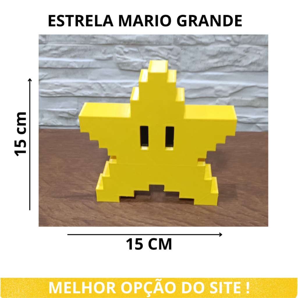 Estrela Da Árvore De Natal Do Mario Bross Estrela Grande  Geek Gamer