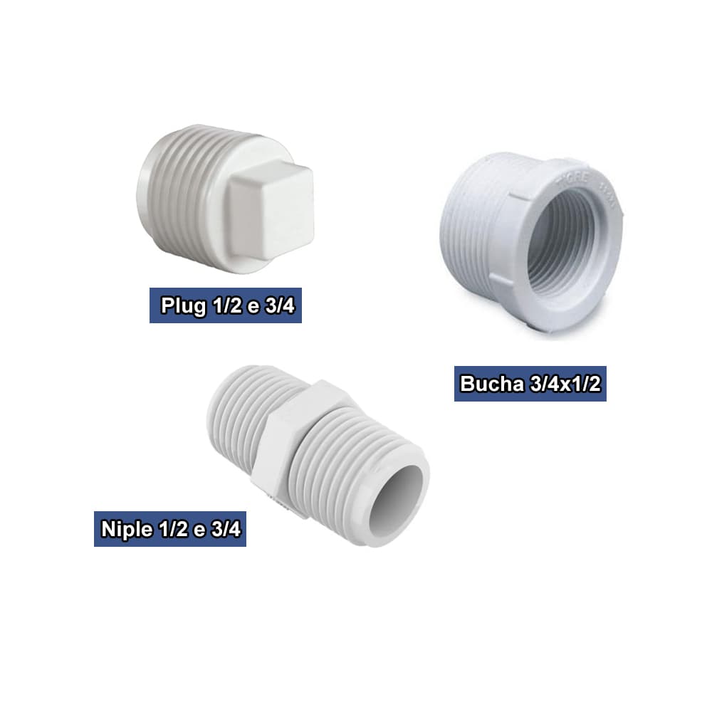 Conexão Hidráulica Niple Plug Bucha 1/2" 3/4"