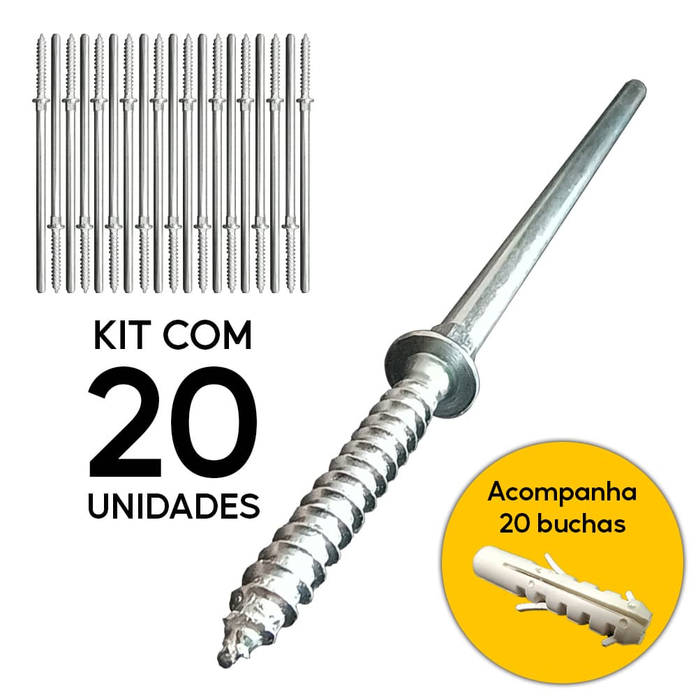 Parafuso Pino Suporte Invisível Prateleira  170mm - 20 peças
