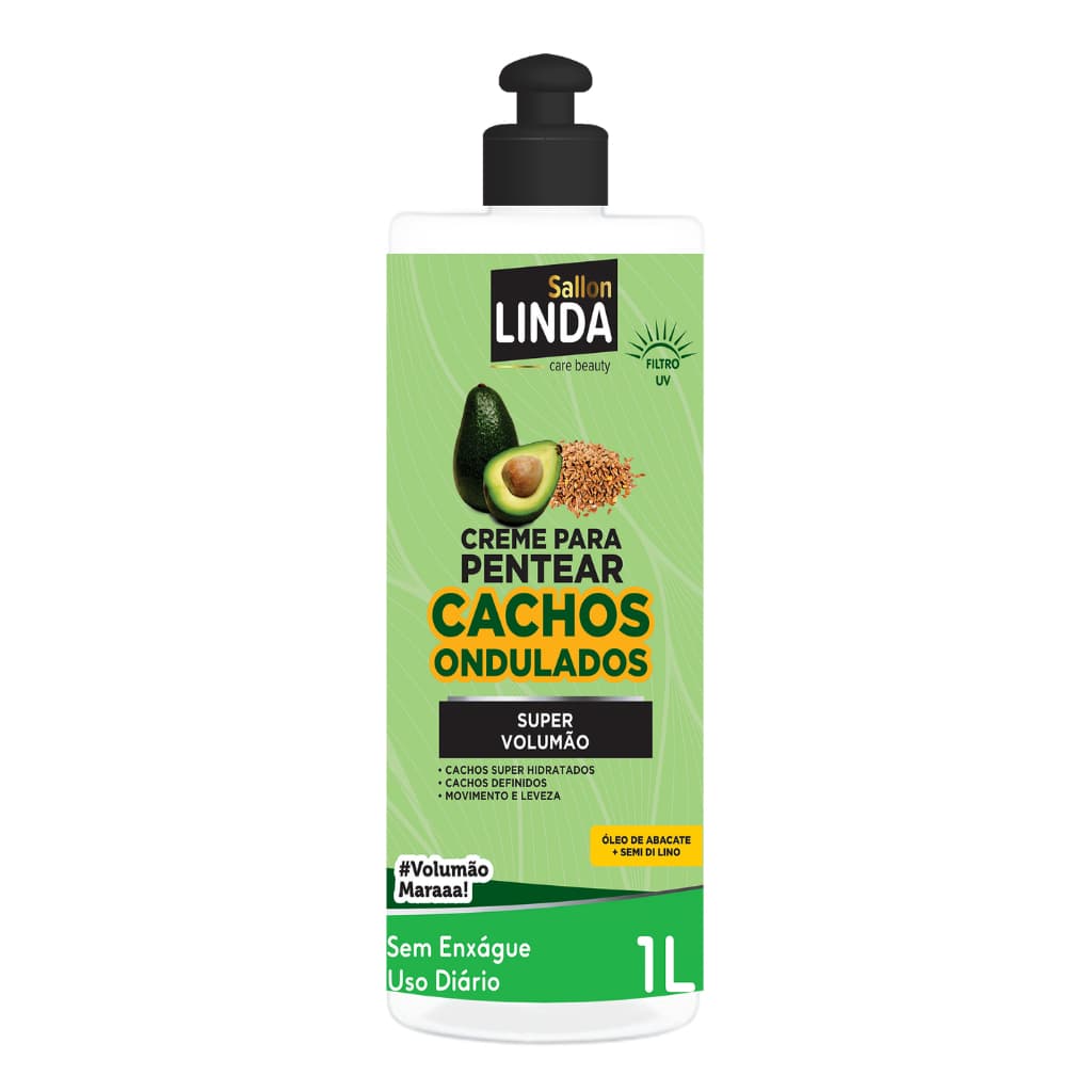 Creme de Pentear 1L Cachos Ondulados Abacate + Semi Di Lino