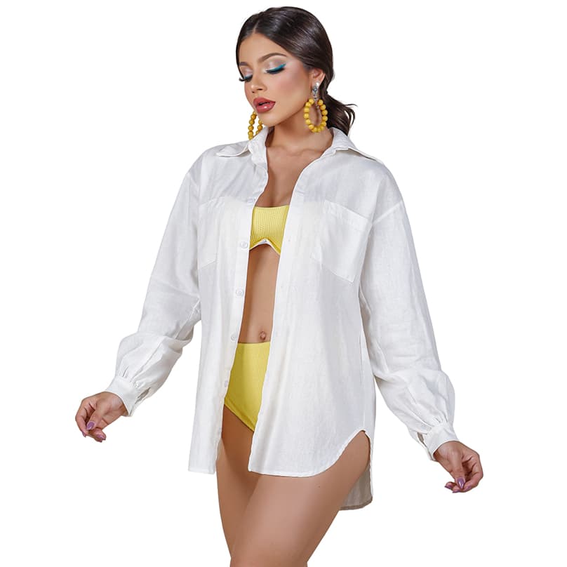 Camisa Chemise De Linho Feminina Manga Bufante Princesa