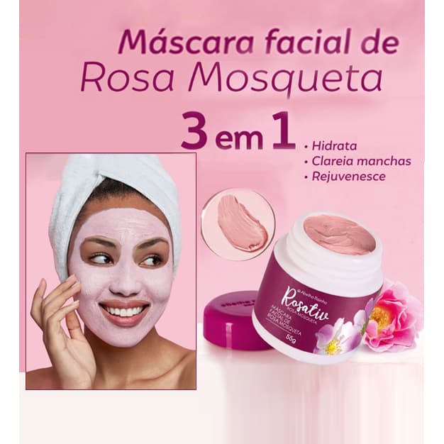Máscara Facial de Rosa Mosqueta 3 em 1 Rosativ - Abelha Rainha 55g