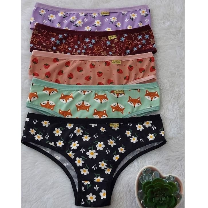 kit com 10 calcinhas menina moça calçolinha infantil super confortável forro 100% algodão 1099
