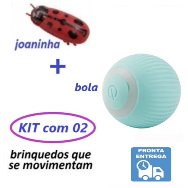 KIT com 2 Brinquedos BOLA JOANINHA Interativos Gato PRONTA ENTREGA Usb Recarregavel Caes Cachorro PET Cama racao 3D Eletrica Gatos areia Animais de Estimação Brincadeira Seu Pet Merece mais!