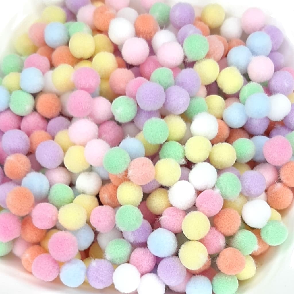 100 Pompom Candy 8mm Sortido para Laços Tiaras e Artesanato Personalizado