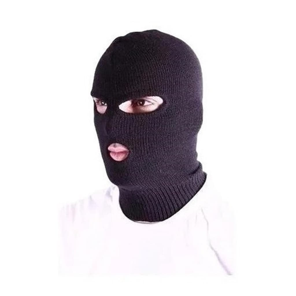 Touca Balaclava Lã 3 Furos Motociclista Preta