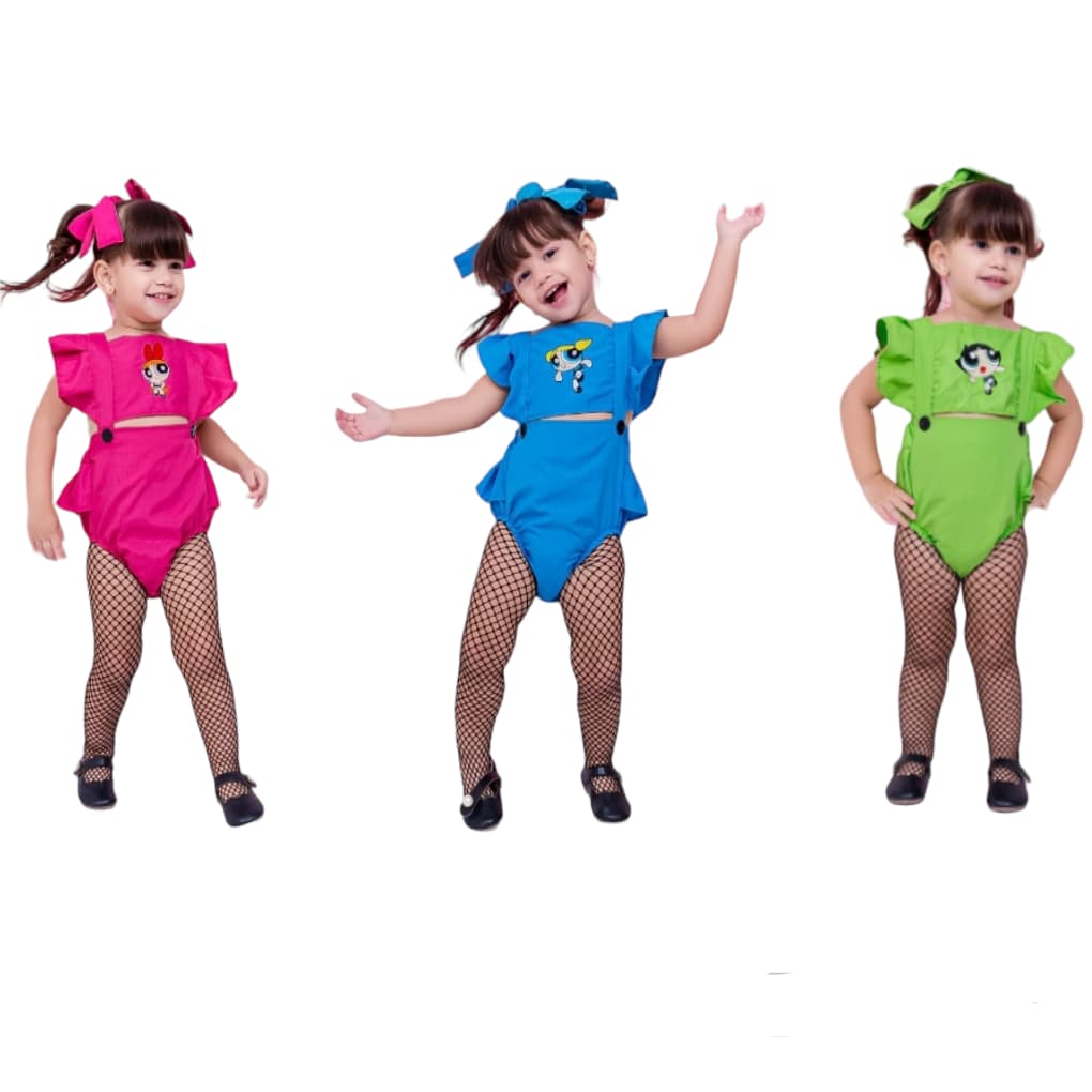 Romper Jardineira Conjunto Temático Mêsversário Super Poderosas Florzinha Lindinha Docinho