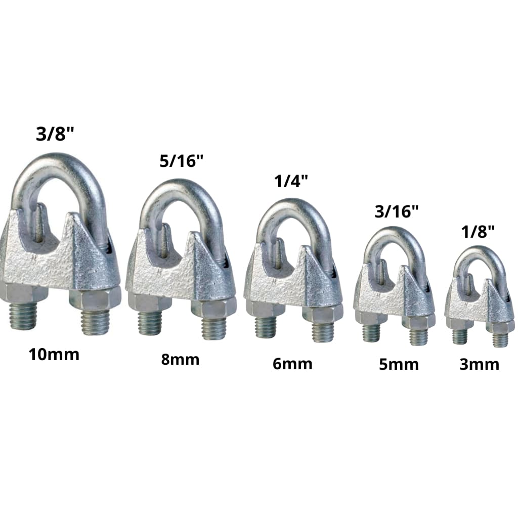 2 Grampos Para Cabo de Aço Clips 1/8" | 3/16" | 1/4" | 5/16" | 3/8"