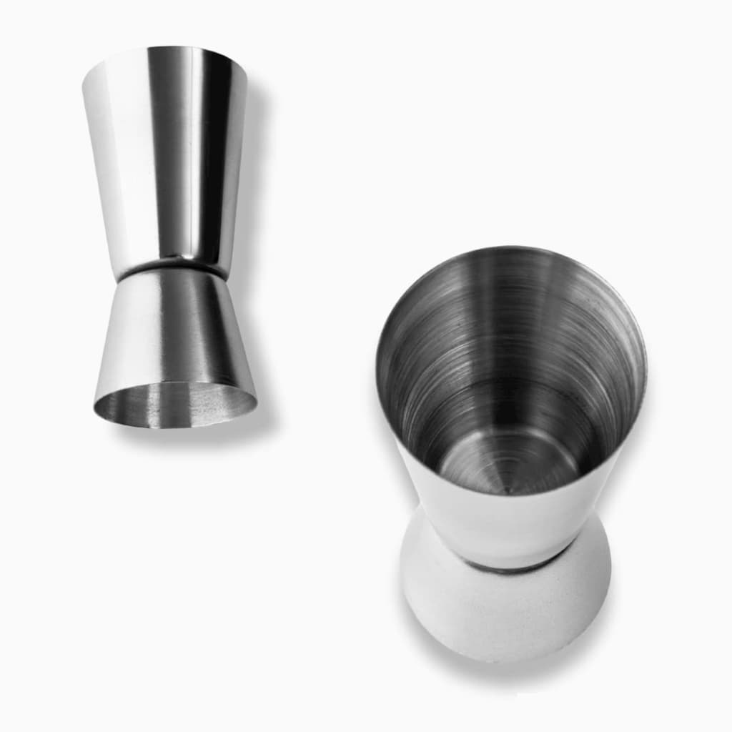 Dosador de bebidas duplo 25ml e 50ml em aço inox, alto brilho, medidor de bebidas e drink