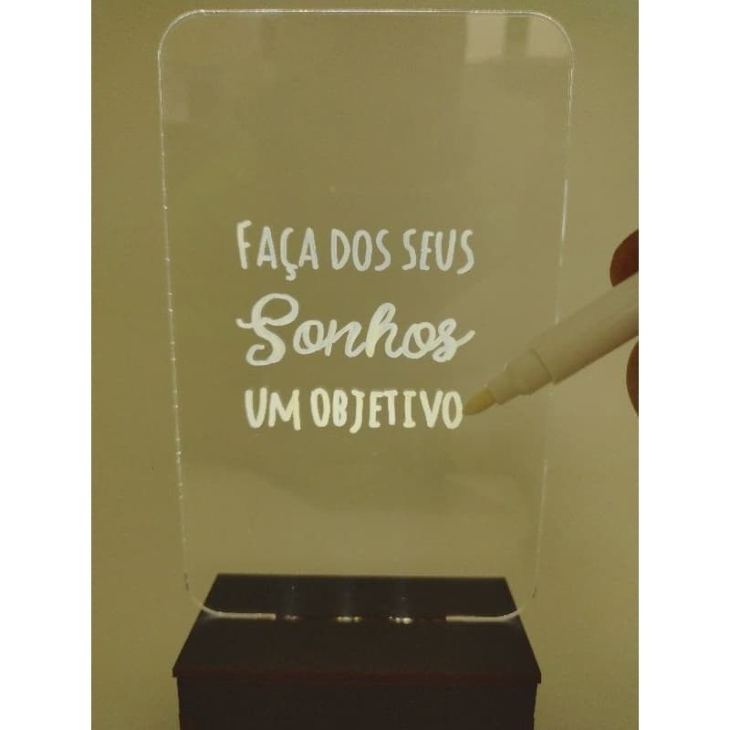 Luminária Led Lousa personalize você mesmo + caneta mágica