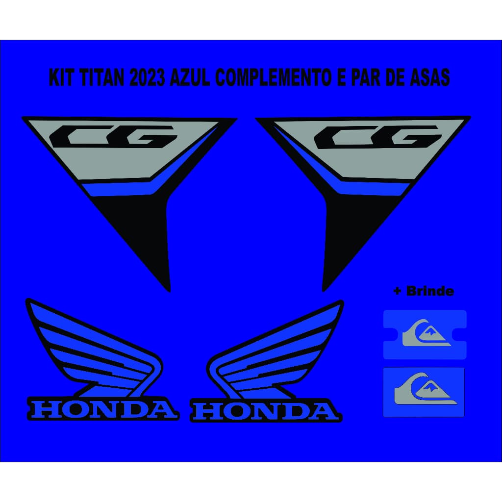 Adesivos aba Honda e Par de Asas CG Titan 160 2022 - 2023  Várias Cores