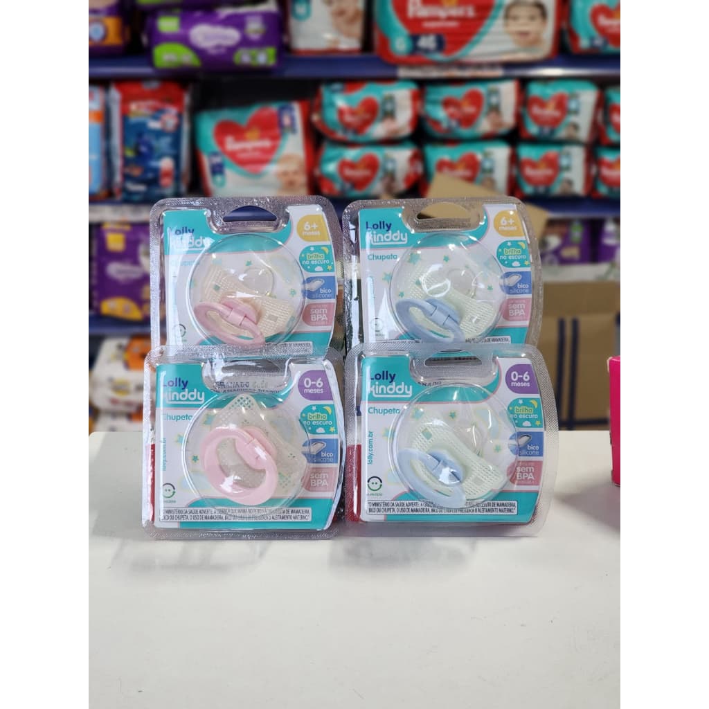 Chupeta Lolly Baby Star, Tam.1 (0 a 6 meses) e Tam.2 (6 a 18 meses) Brilha no escuro ORIGINAL