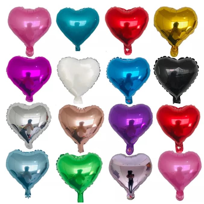 5 Balão Metalizada 22cm 10 Polegadas Coração Para Decoração