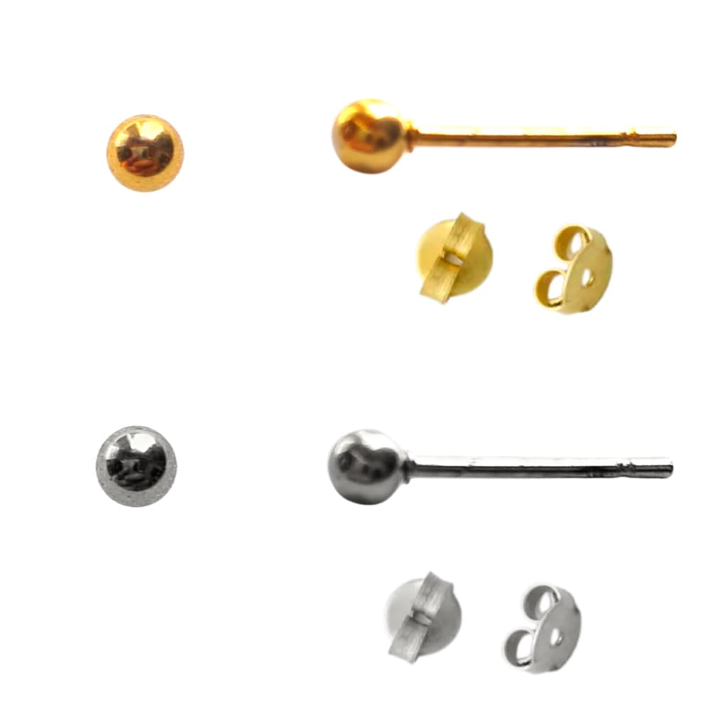 Brincos Femininos 2 Pares de 3mm Bolinha Aço Inox Para Mulher