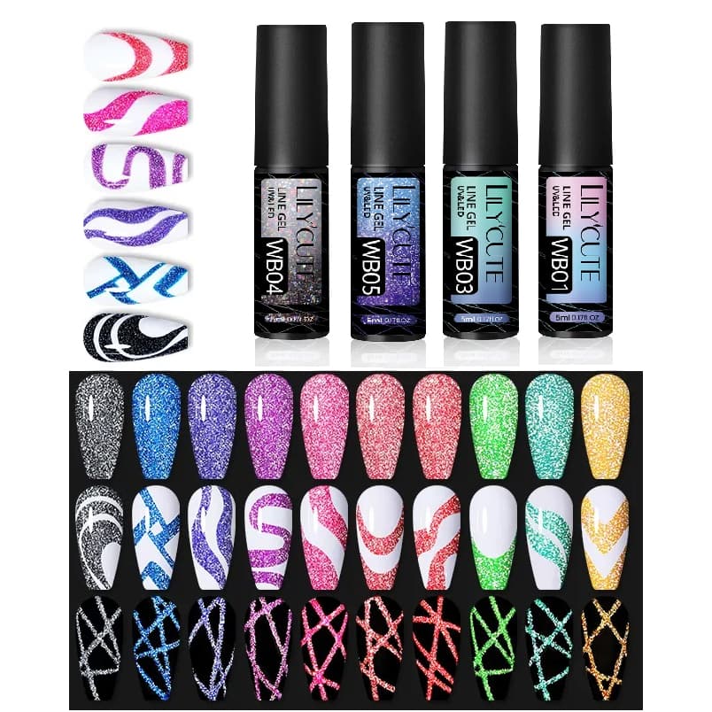 LilyCute - Linhas e Detalhes, Esmalte Gel Térmico, Brilhante, Muda de Cor e Removedor Gel - 6ML