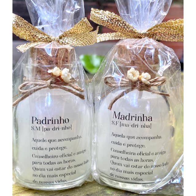 6 Velas * 3 Velas Aromáticas Madrinha + 3 Velas Aromáticas Padrinho de Casamento 50ml