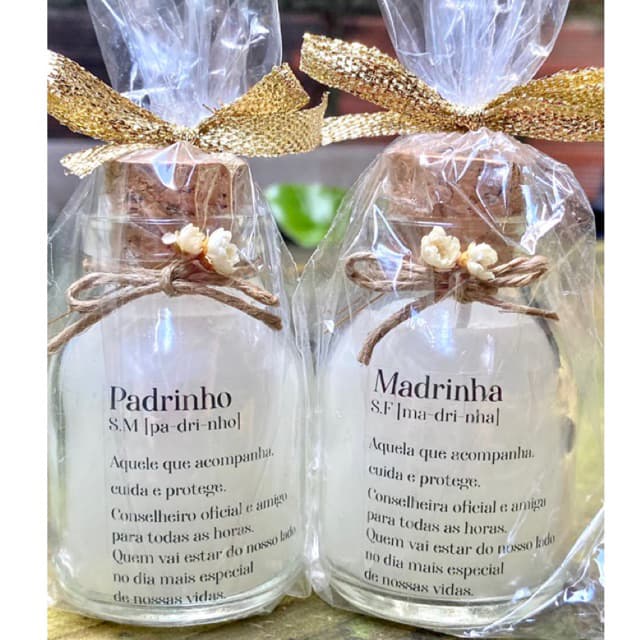 4 Velas * 2 Velas Aromáticas Madrinha + 2 Velas Aromáticas Padrinho de Casamento 50ml