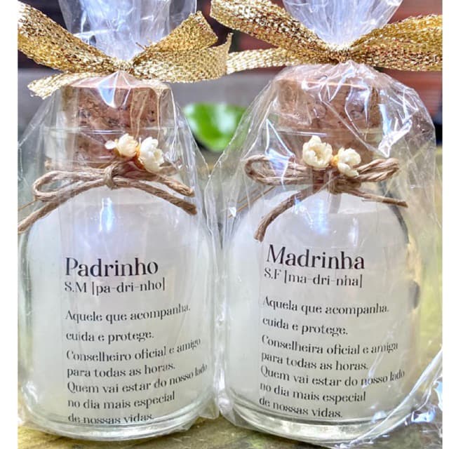 1 Vela Aromática Madrinha  + 1 Vela Aromática Padrinho de Casamento 50ml