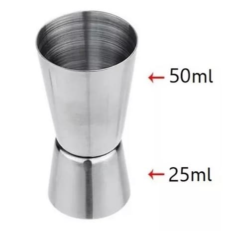 Copo Dosador Duplo Inox 25ml e 50ml Para Bebidas Drinks
