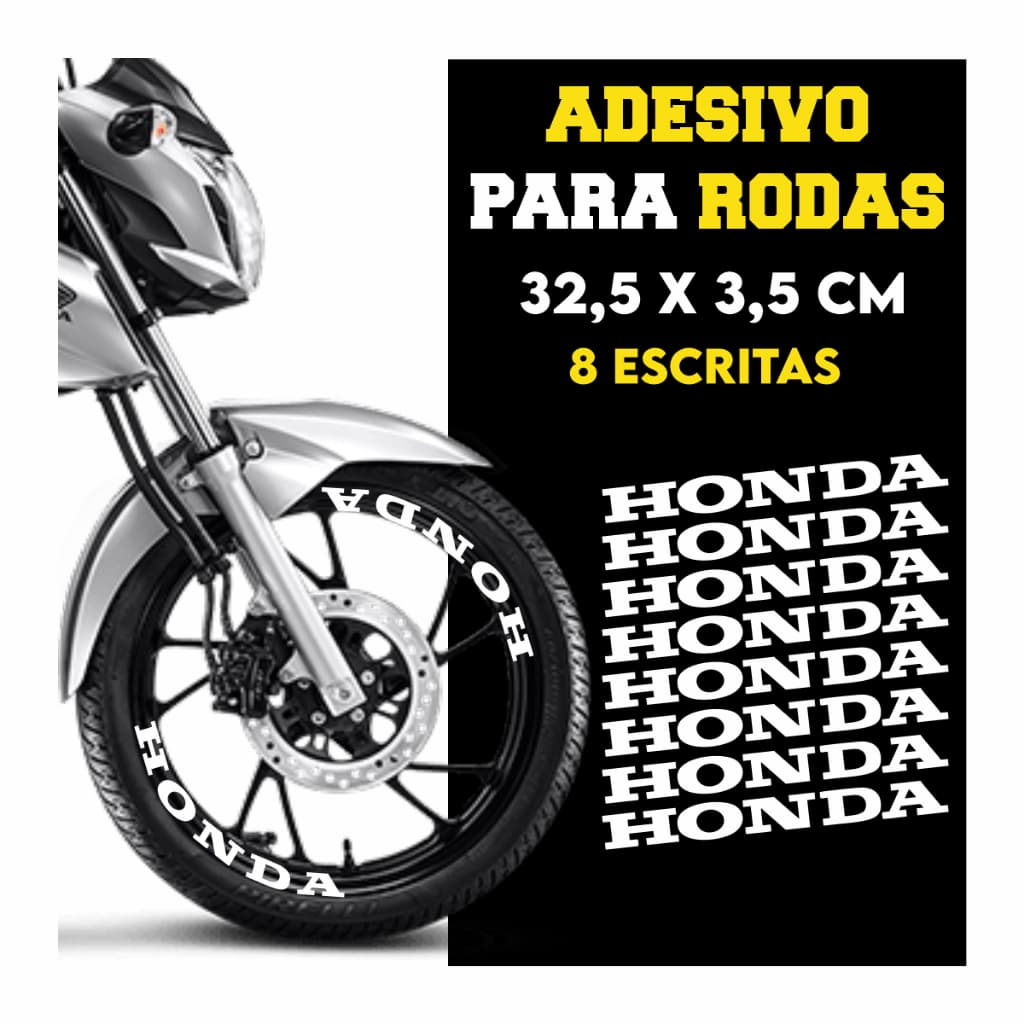 Adesivo Honda Escrita Para Aro Moto Grau