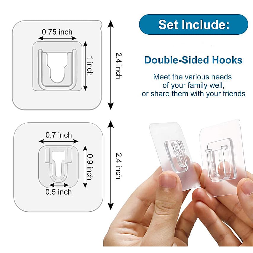 Super Gancho Adesivo Dupla Face Transparente Encaixe 4 Peças 2 Pares