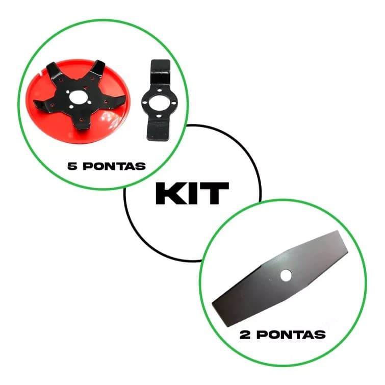 Kit 2 Lâminas Para Roçadeiras Facão Disco Corte 6 Pontas