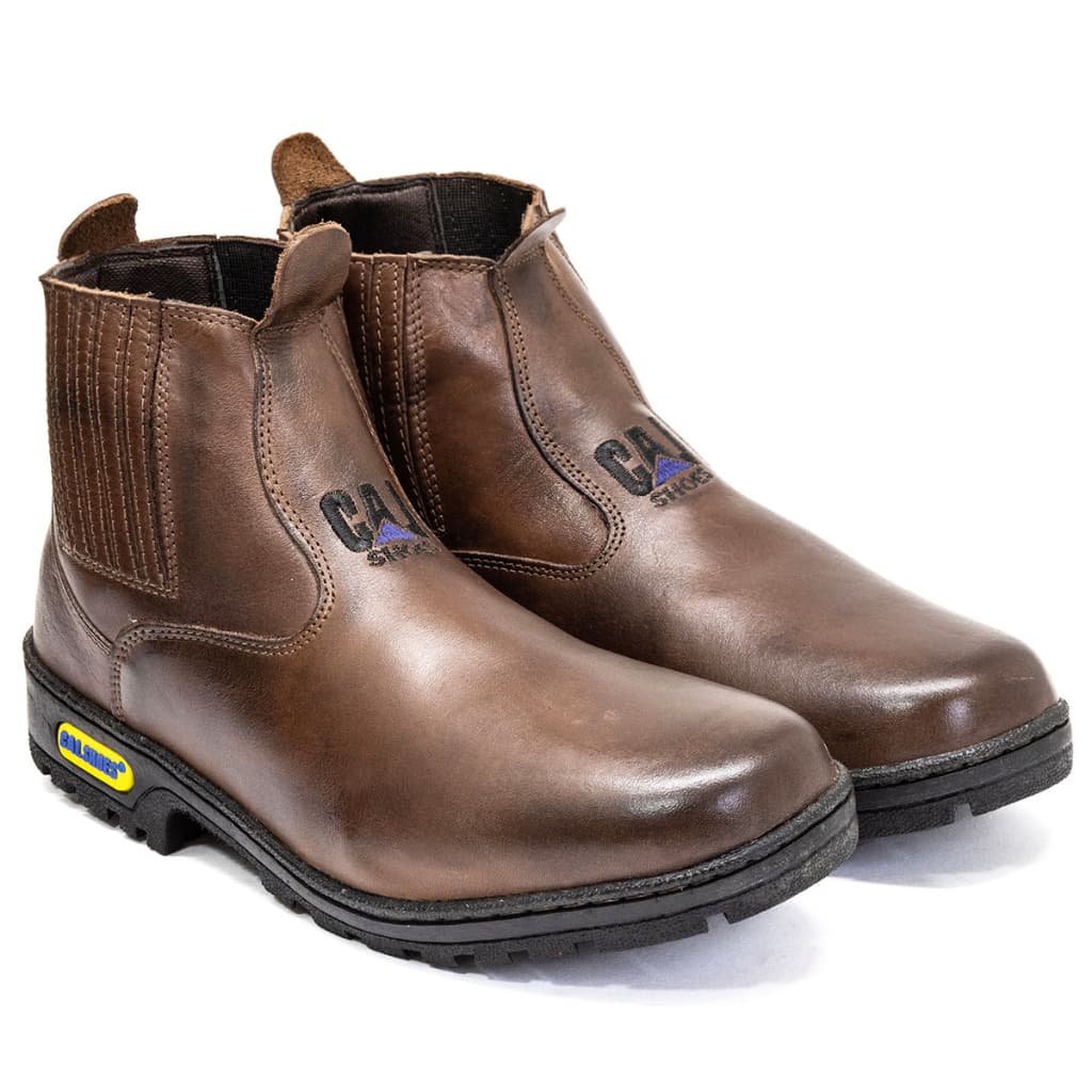 Botina Bota de Couro Liso Premium Legítimo Solado de Borracha Lançamento CallShoes.