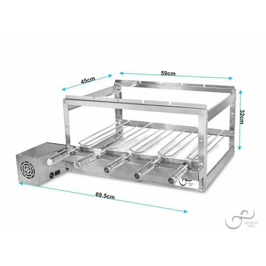 Kit Churrasqueira Grill 5 espetos Grill 100% INOX Bivolt