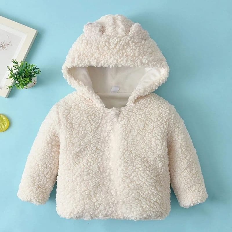 Jaqueta de Inverno Menina casaco bebê blusa de frio moletom pelinho com Capuz Touca Casaco Tedy