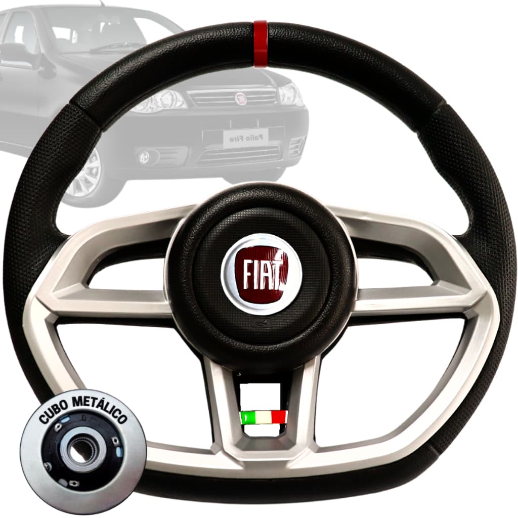 Volante Esportivo Gti Prata Emblema Logo Vermelho Italia Anel Vermelho Palio Weekend 96 a 2012 Idea