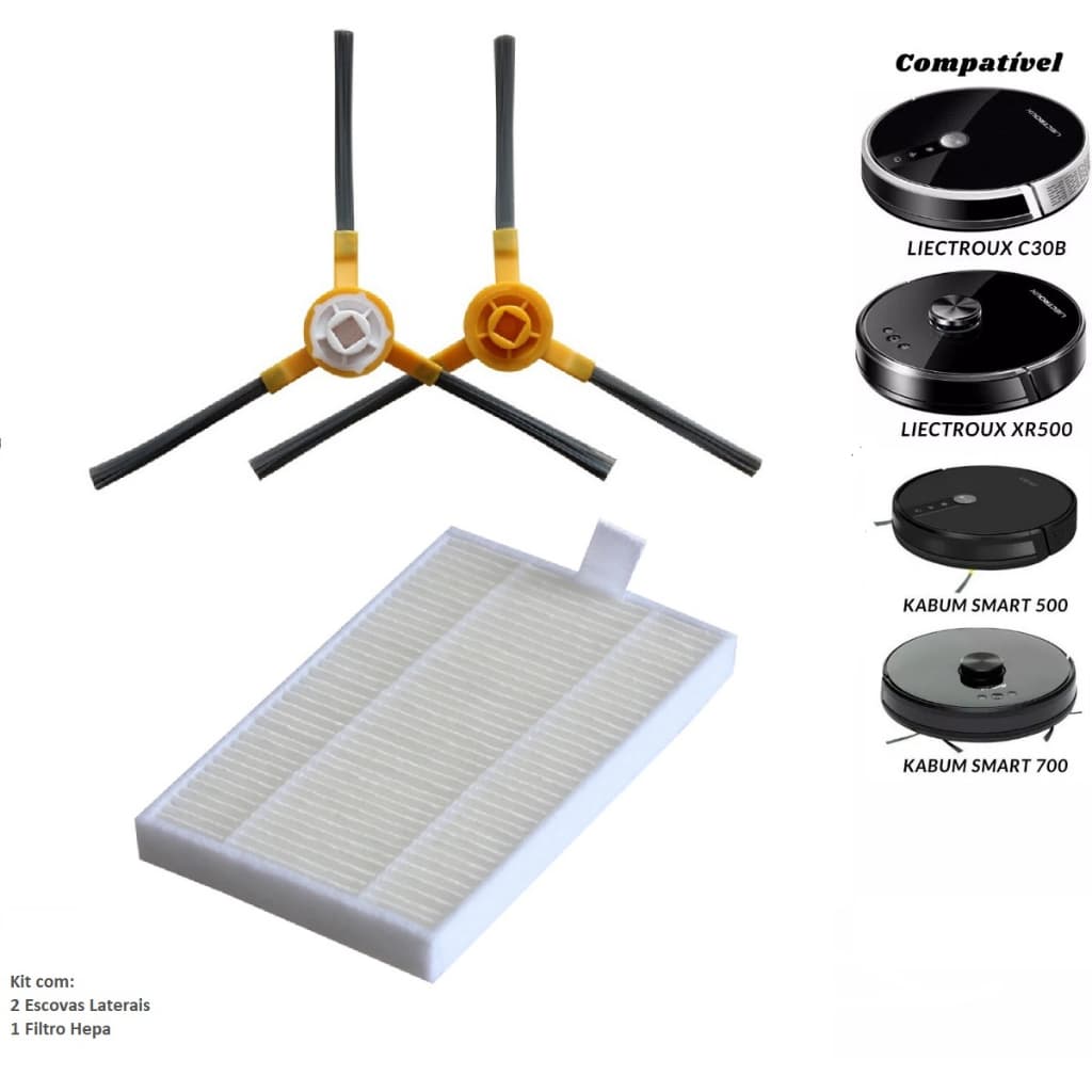 Kit Economia Escovas Laterais Para Ropo Glass 3 Ropo Glass 4 Liectroux Xr500 C30b Etc