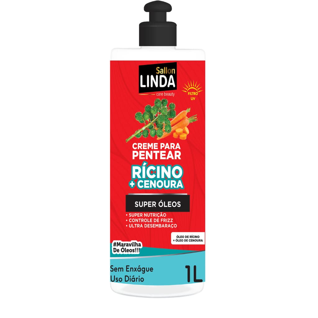 Creme de Pentear Rícino e Cenoura Super Óleos 1 Litro Sallon Linda