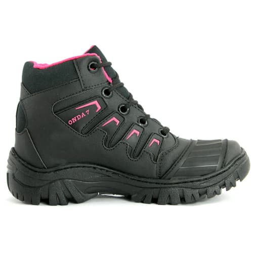 Bota Motociclista Feminina Oferta Na Cor Rosa E Preto