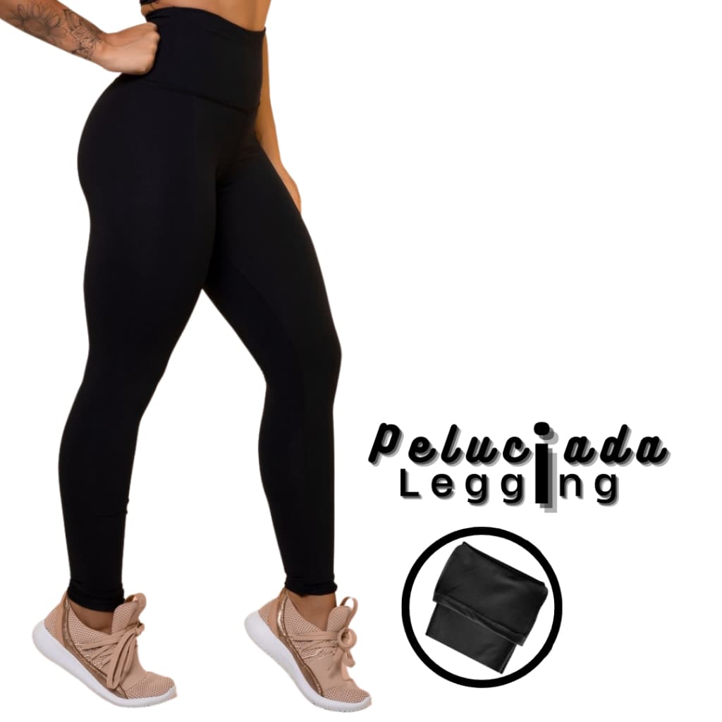 Legging Feminina Peluciada Legging Suplex liso - Preta