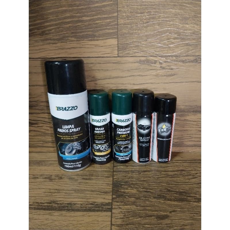 Kit Revisão1 Limpa Freio,1 Graxa Adesiva,1 Descarbonizante e Limpa tbi ,1 Silicone Spray ,1 Desengripante