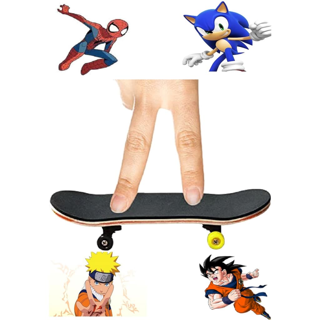 Skate de Dedo Skate miniatura de mão Homem Aranha, Naruto, Dragon Ball e Sonic