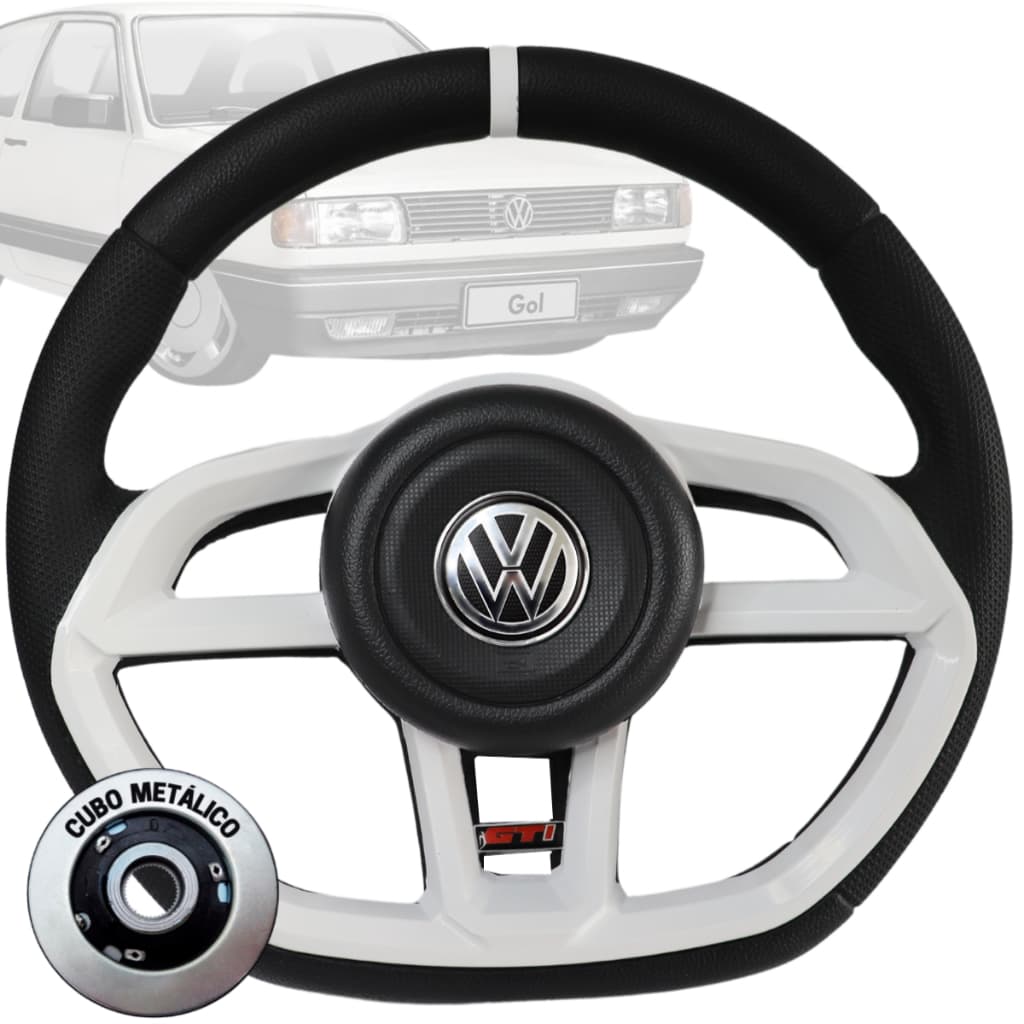 Volante Esportivo Gti Branco Para Gol Saveiro Santana Até 1995 Gol Quadrado Kombi
