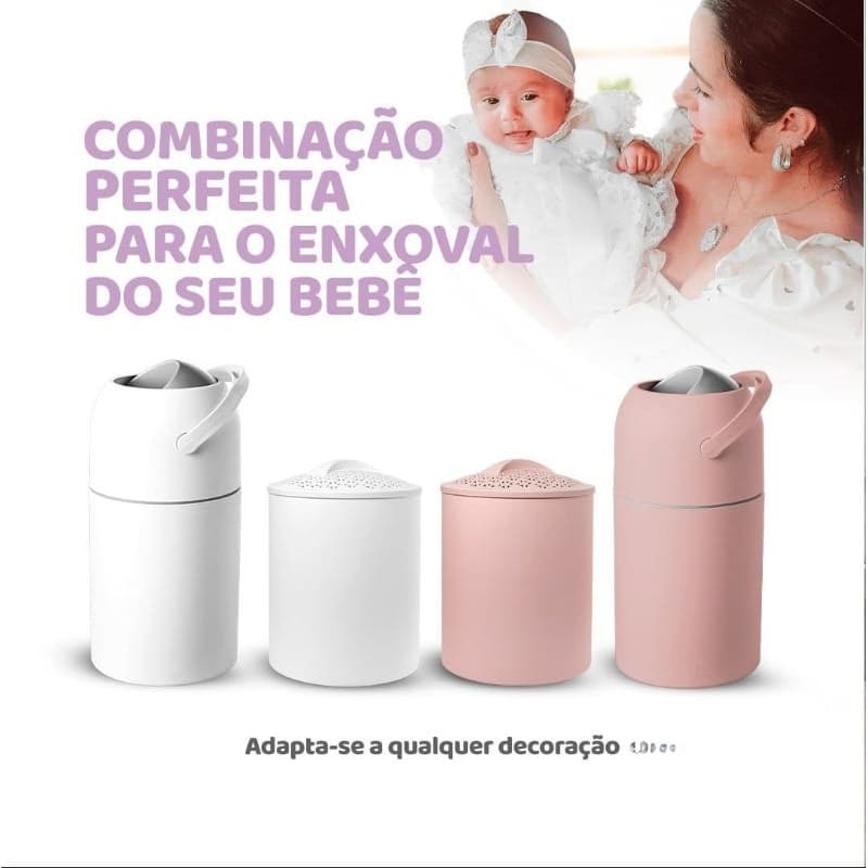 kit lixeira anti-odor e cesto de roupas bebê fralda antiviral