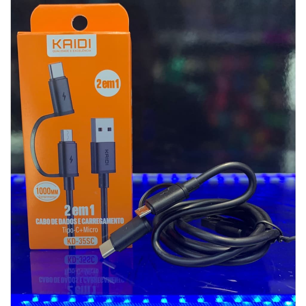 Cabo De Dados E Carregamento 2in1 Tipo-c + Micro Usb Kaidi